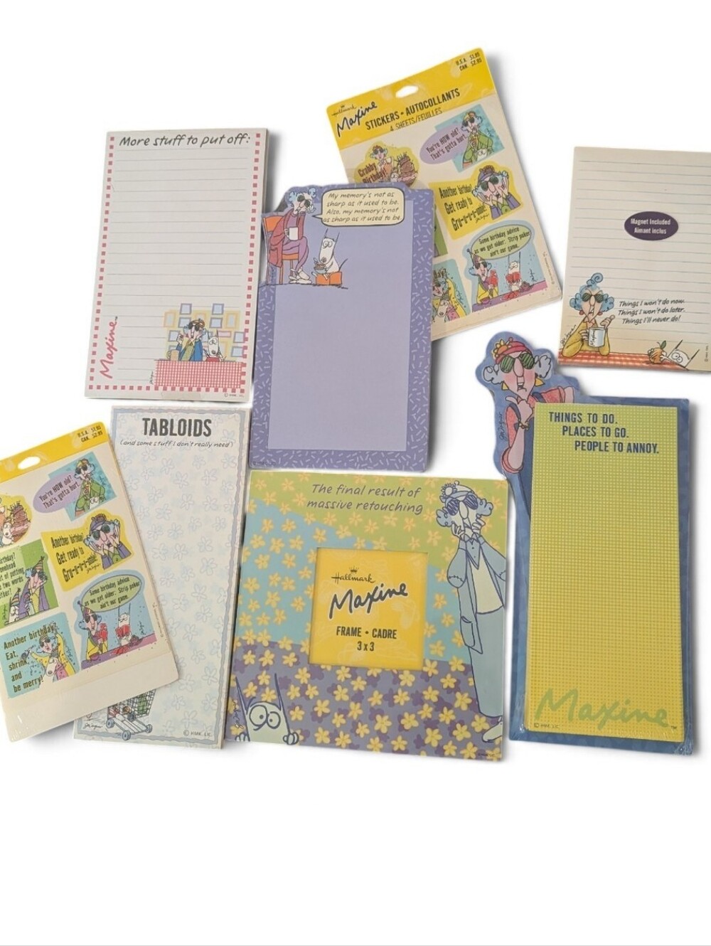 Hallmark Maxine Y2K Vintage Mega Lot Picture Frame Stickers Notepads New